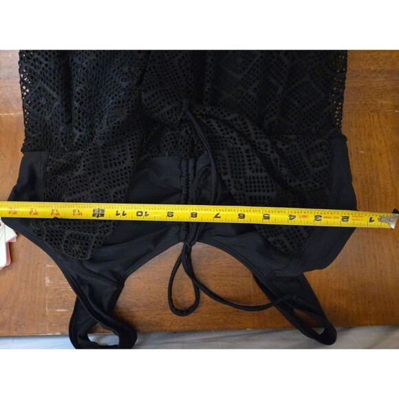 Wantdo One Piece Swimsuit Swimdress Sz 16-18 Black Crochet Padded Cups Bathing - Picture 6 of 7